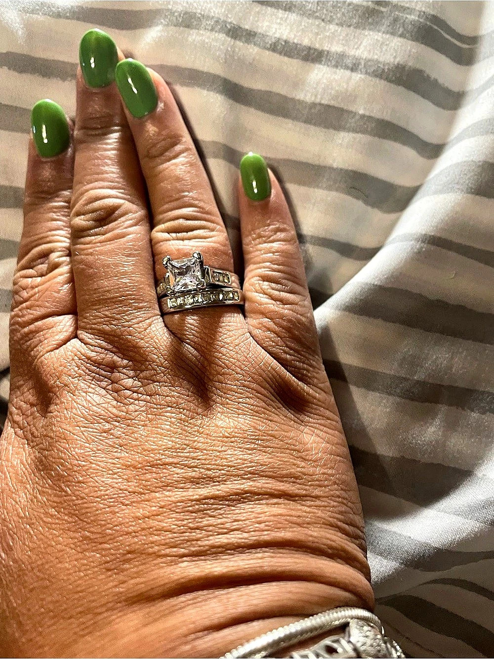 Crystal Ring Set Silver Like New